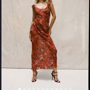 Floral Red Sleeveless Dress
